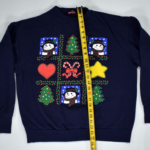 Vintage Christmas Holiday Puff Print Crewneck Sweatshirt - S - Picture 6 of 7